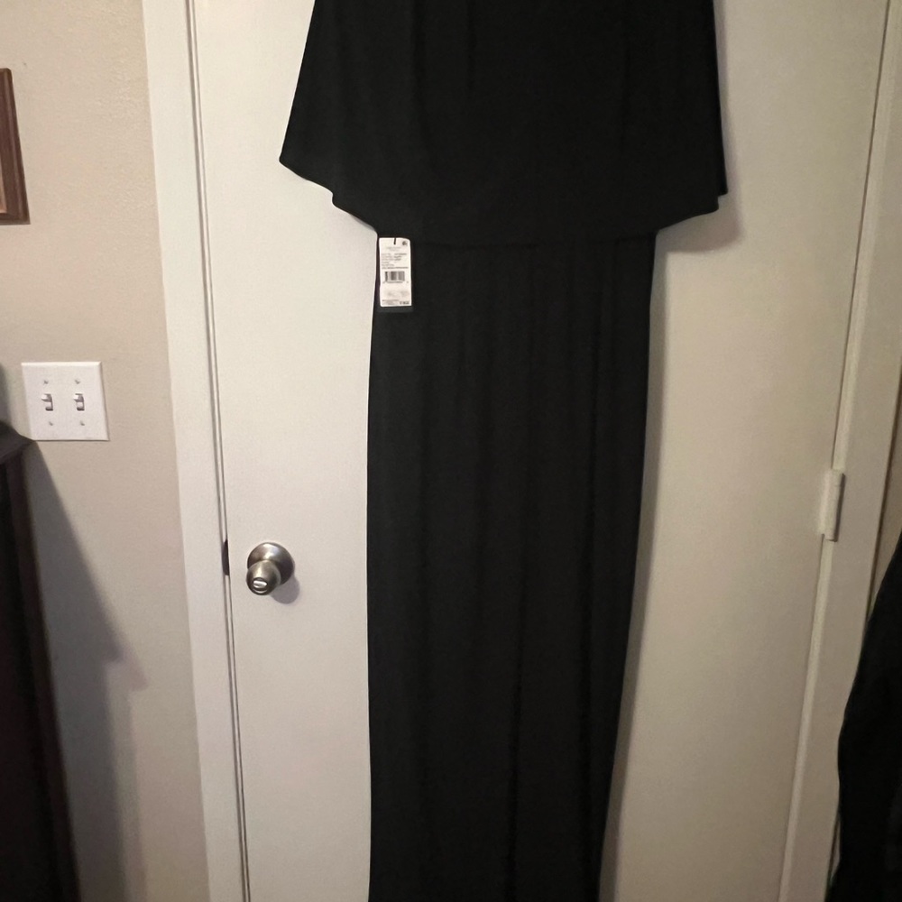 ADRIANNA PAPELL Women Black Short Sleeve FullLength Fit Flare 6 Jersey dress - Picture 7 of 7